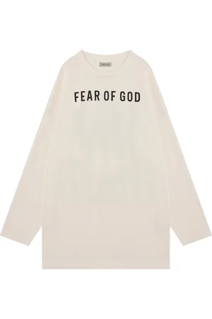 FEAR OF GOD Koszulki, Mężczyzna, Beżowy, M, Długi Rękaw T-shirt z Okrągłym Dekoltem