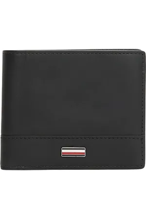 Tommy Hilfiger Akcesoria, Mężczyzna, Czarny, ONE SIZE, Skóra, Elegancki Portfel Skórzany Bifold