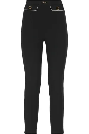 Elisabetta Franchi Spodnie, Kobieta, Czarny, XS, Poliester, Spodnie z krepy z detalami z logo