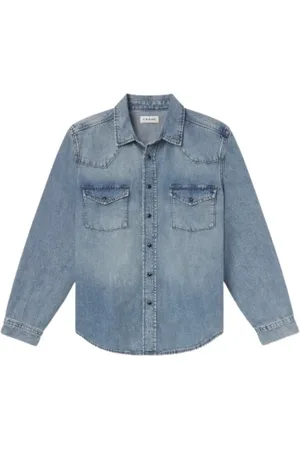 Frame Koszule, Mężczyzna, Niebieski, XL, Denim, Denimowa koszula Western