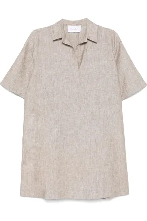 Kaos Sukienki, Kobieta, brązowy, S, Krótka Sukienka lniana Rp 1Mr 050