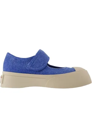 Marni Buty, Kobieta, Niebieski, 36 EU, Bawełna, Sneakersy na platformie z paskiem