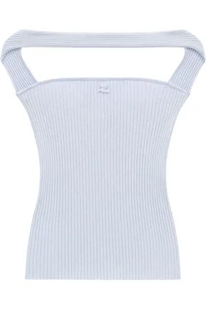 Courrèges Koszulki, Kobieta, Niebieski, L, Top bez rękawów