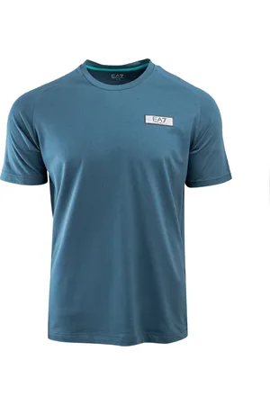 EA7 Koszulki, Mężczyzna, Niebieski, L, Bawełna, T-Shirt