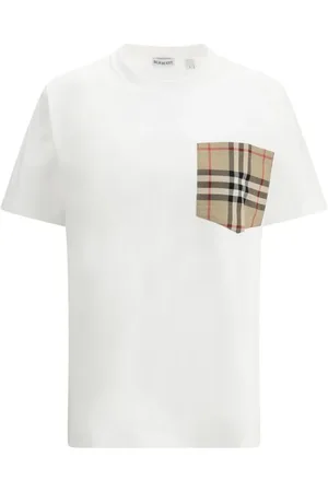 Burberry Koszulki, Kobieta, Biały, S, Koszulka T-Shirt z Kieszenią w Kratę Archive