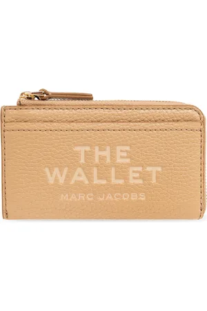 Marc Jacobs Akcesoria, Kobieta, Beżowy, ONE SIZE, Skóra, Portfel skórzany z zamkiem błyskawicznym na górze