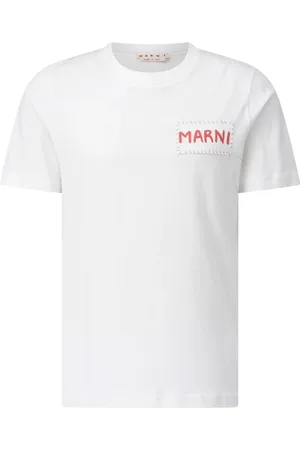 Marni Koszulki, Mężczyzna, Biały, M, Bawełna, T-shirt z naszywką z logo Klasyczny komfortowy styl