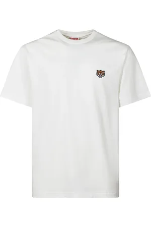 Kenzo Koszulki, Mężczyzna, Biały, L, T-shirt z haftem Happy Tiger