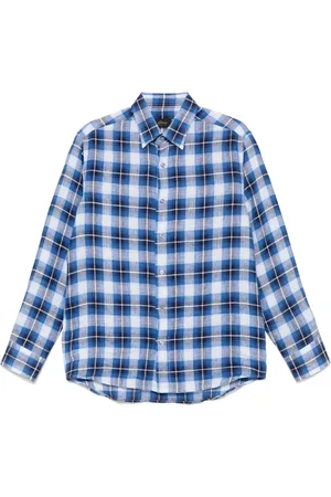 BRIONI Koszule, Mężczyzna, Wielobarwność, 2XL, Granatowa Koszula z Guzikami