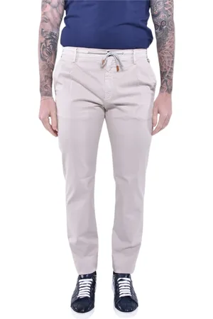 ELEVENTY Spodnie, Mężczyzna, Biały, W38, Bawełna, Spodnie Jogger o kroju Slim-fit