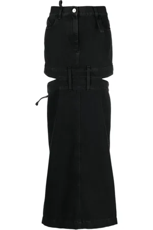 The Attico Spódnice, Kobieta, Czarny, W26, Denim, Czarna dżinsowa spódnica z wycięciami