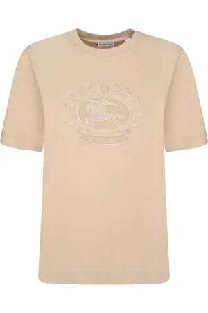 Burberry Koszulki, Kobieta, Beżowy, M, Bawełna, Minimalistyczny T-shirt z logo