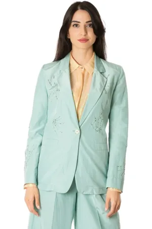 FORTE FORTE Kurtki, Kobieta, Zielony, S, Embroidered Giacca Jacket
