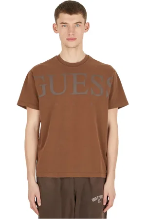 Guess Koszulki, Mężczyzna, brązowy, S, Bawełna, American Frontier Logo Tee