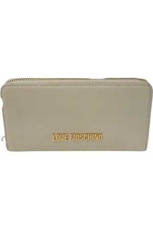 Moschino Akcesoria, Kobieta, Beżowy, ONE SIZE, Portfel Zapinany na Zamek z Kieszenią na Monety/Karty