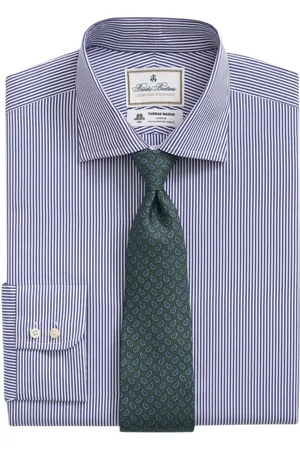 Brooks Brothers Koszule, Mężczyzna, Fioletowy, 2XL, Bawełna, Koszula Poplin z Angielskim Kołnierzykiem Spread Thomas Mason