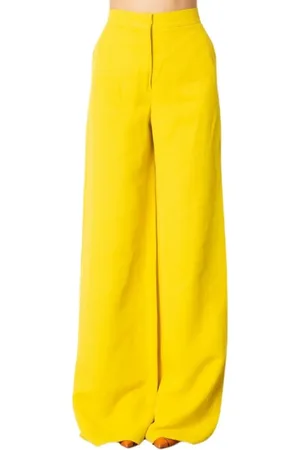 Max Mara Spodnie, Kobieta, Żółty, S, Len, Szerokie spodnie