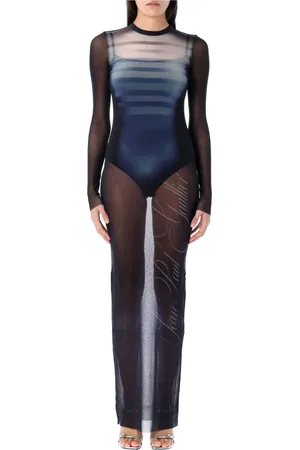 Jean Paul Gaultier Sukienki, Kobieta, Niebieski, M, Tiul, Granatowa Sukienka z Tiulu Elegancki Styl