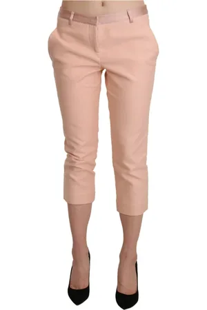 ERMANNO SCERVINO Spodnie, Kobieta, Różowy, S, Bawełna, Obcisłe spodnie Capri z niskim stanem