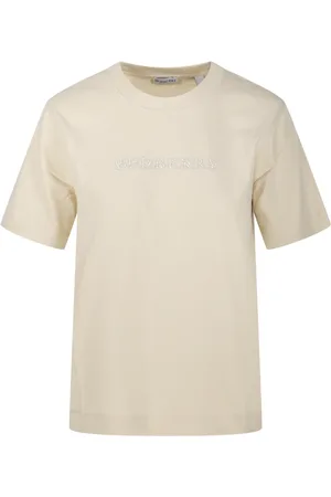 Burberry Koszulki, Kobieta, Beżowy, S, Bawełna, T-shirt z nadrukiem świec