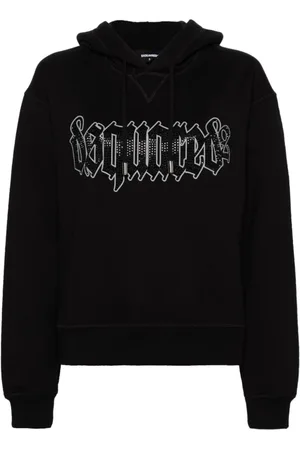 Dsquared2 Bluzy, Kobieta, Czarny, M, Bawełna, Logo Cotton Hoodie