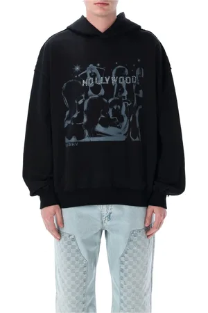 MISBHV Bluzy, Mężczyzna, Czarny, L, Czarna Dzianina Hollywood Hoodie