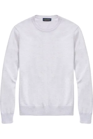 Brooks Brothers Bluzy, Mężczyzna, Fioletowy, L, Bawełna, Sweter z okrągłym dekoltem z bawełny Supima
