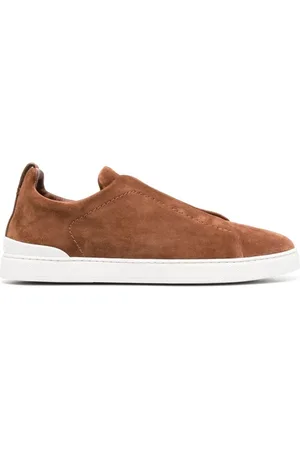 Ermenegildo Zegna Buty, Mężczyzna, brązowy, 42 EU, Skóra, Sneakersy Triple Stitch