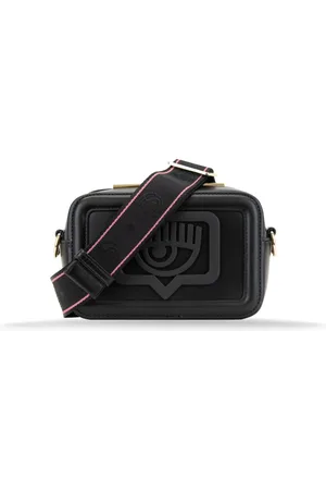 Chiara Ferragni Torebki, Kobieta, Czarny, ONE SIZE, Skóra, Torebka na ramię z detalem logo