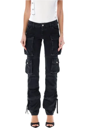 The Attico Jeansy, Kobieta, Czarny, W27, Bawełna, Czarne obcisłe jeansy cargo