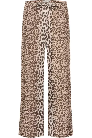 Karen by Simonsen Spodnie, Kobieta, Wielobarwność, M, Spodnie z nadrukiem leoparda - Taupe