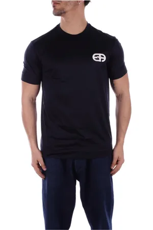 Emporio Armani Koszulki, Mężczyzna, Niebieski, S, Bawełna, T-shirt z okrągłym dekoltem