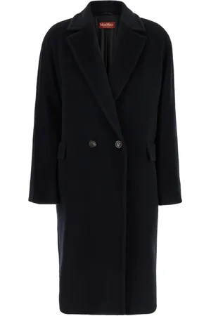Max Mara Płaszcze, Kobieta, Czarny, S, Dwurzędowy płaszcz z rękawami kimono