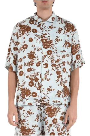 LANEUS Koszule, Mężczyzna, Wielobarwność, 2XL, Koszula z wiskozą w nadruku z guzikami