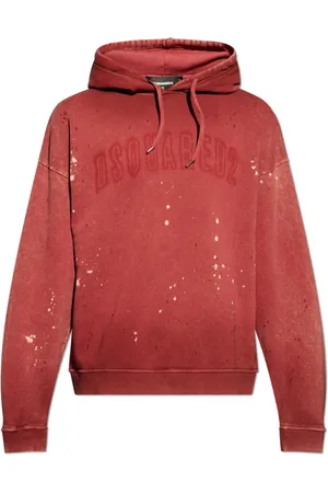 Dsquared2 Bluzy, Mężczyzna, Czerwony, L, Bawełna, Bluza z kapturem z efektem vintage