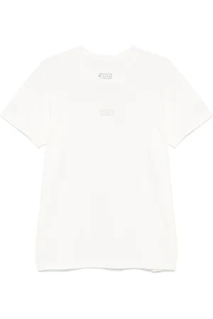 Maison Margiela Koszulki, Mężczyzna, Biały, S, Bawełna, Koszulka T-Shirt z Haftowanym Logo