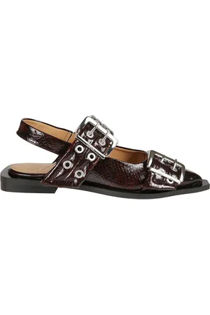 Ganni Buty, Kobieta, brązowy, 36 EU, Snake Burgundy Feminine Buckle Ballerinas
