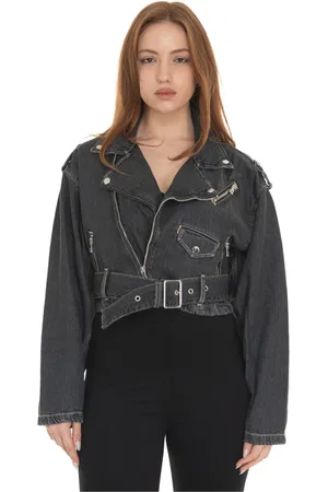 Guess Kurtki, Kobieta, Szary, L, Denim, Kurtka Denim Harrington z Zamkiem Błyskawicznym