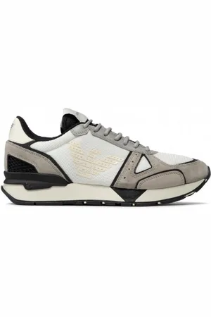 Emporio Armani Buty, Mężczyzna, Biały, 43 1/2 EU, Skóra, Stylowy zegarek w odcieniach bieli i szarości