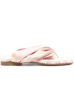 Burberry Buty, Kobieta, Wielobarwność, 41 EU, Satyna, Białe klapki z paskiem w kratę