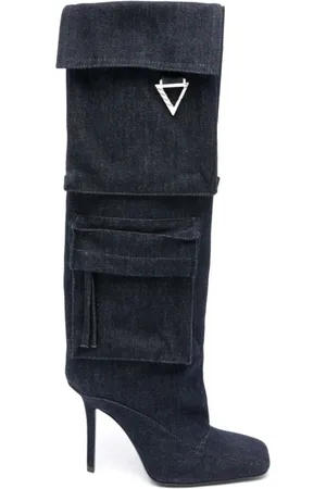 The Attico Buty, Kobieta, Niebieski, 39 EU, Skóra, Sienna Tube Botki 105mm