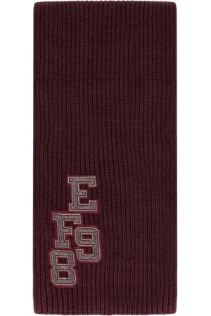 Elisabetta Franchi Akcesoria, Kobieta, Czerwony, ONE SIZE, Wełna, Burgundowy prążkowany szalik w stylu college