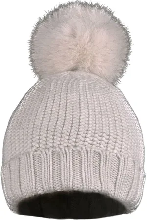 MOORER Akcesoria, Kobieta, Biały, ONE SIZE, Czapka z pomponem z wełny merino
