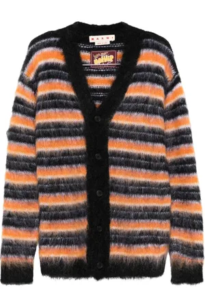 Marni Swetry, Mężczyzna, Wielobarwność, L, Kardigan z moheru Iconic Brushed Stripes