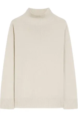 Max Mara Swetry, Kobieta, Beżowy, M, Len, Sand Cashmere Turtleneck Sweater