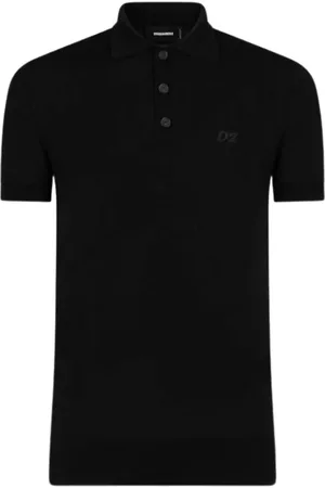Dsquared2 Koszulki, Mężczyzna, Czarny, XL, Wełna, Dzianinowe polo z krótkim rękawem
