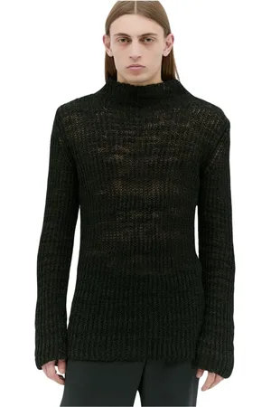 DRIES VAN NOTEN Swetry, Mężczyzna, Czarny, L, Len, Milla Knit Sweater