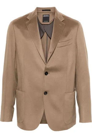 Ermenegildo Zegna Kurtki, Mężczyzna, Beżowy, L, Kaszmir, Luksusowa kurtka z kaszmiru z bawełnianą podszewką