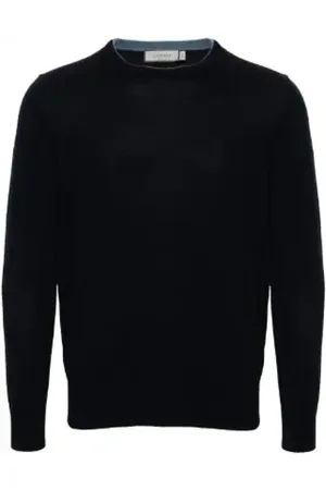 CANALI Swetry, Mężczyzna, Niebieski, 3XL, Wełna, Granatowy sweter z długim rękawem z wełny merino