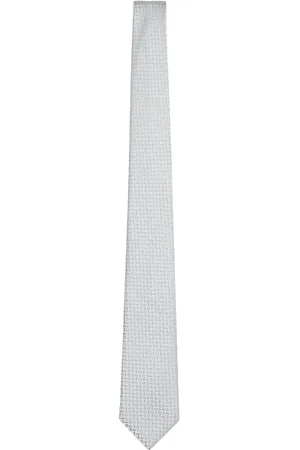 Emporio Armani Akcesoria, Mężczyzna, Szary, ONE SIZE, Żakardowy krawat z mieszanki jedwabiu Chevron